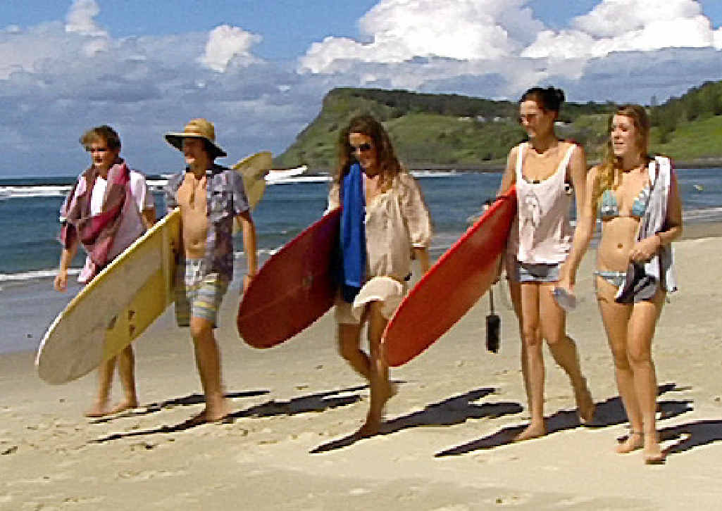 A still from the ABC’s Australian Story program showing Jules (middle) with her children Ishy, Jay, Elisha and India.